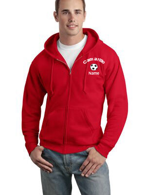 Full-Zip All-Star Adult Hood Sweatshirt - Red