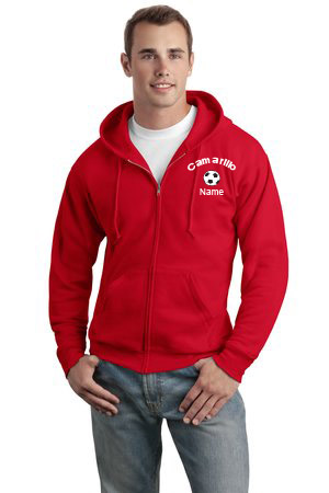 Full-Zip All-Star Adult Hood Sweatshirt - Red