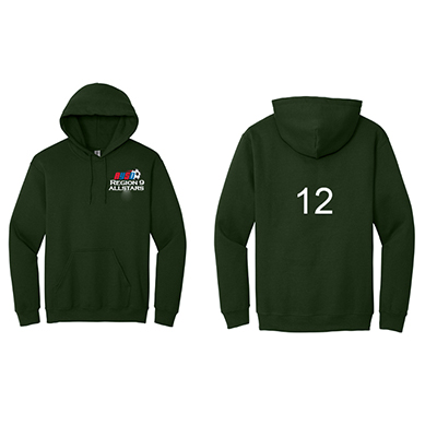 Region 9 ALLSTAR Hooded Sweatshirt w/ Logo on Front & Number on Back - Forest