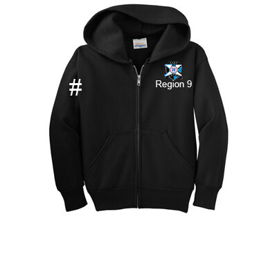Region 9 Extra Full-ZipSweatshirt w/Logo and Number on Sleeve - Black