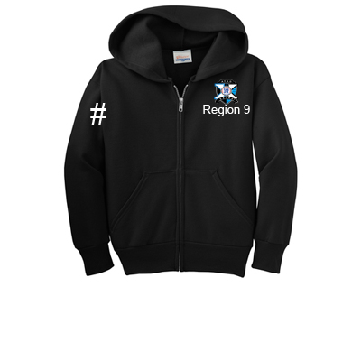 Region 9 Extra Full-ZipSweatshirt w/Logo and Number on Sleeve - Black