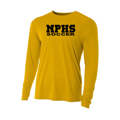 A4 Long Sleeve Dri Fit T-Shirt w/NPHS Soccer in Black – Gold