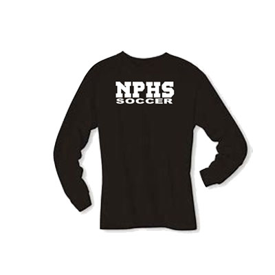 Gildan Long Sleeve T-Shirt w/ NPHS Soccer (White/Black)