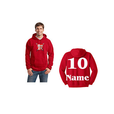 Crusaders Badge Name and Number - Hooded Sweatshirt w/Logo - Red