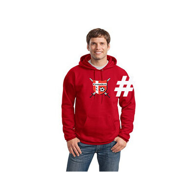 Crusaders Badge and Number on Sleeve - Hooded Sweatshirt w/Logo - Red