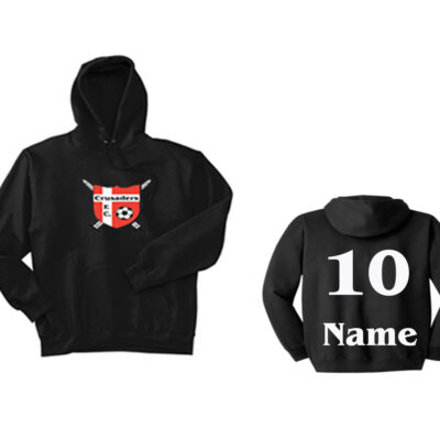 Crusaders Badge Name and Number - Hooded Sweatshirt w/Logo - Black