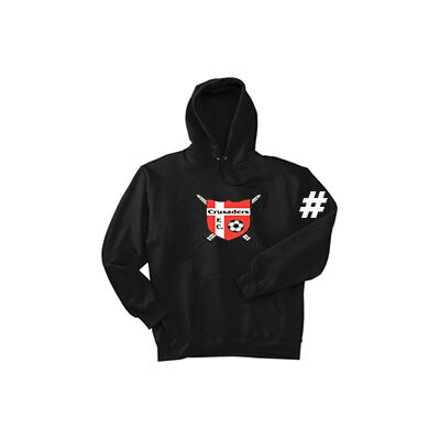 Crusaders Badge and Number on Sleeve - Hooded Sweatshirt w/Logo - Black