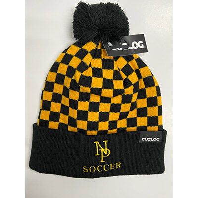 Pom Beanie (Checkered Black/Gold)