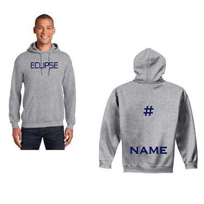 Eclipse Hooded Sweatshirt with Player Number and Name- Sports Grey