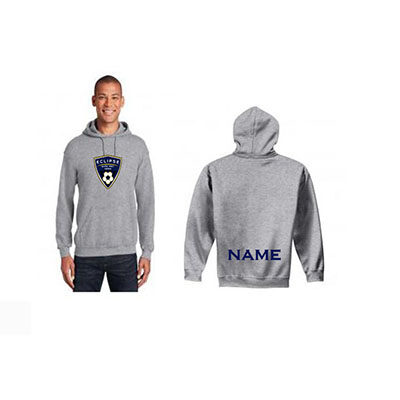 Eclipse Badge Hooded Sweatshirt with Player Name- Sports Grey