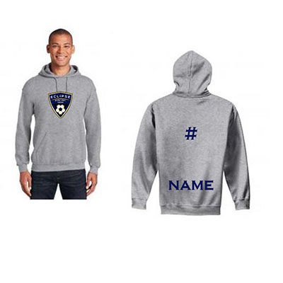 Eclipse Badge Hooded Sweatshirt with Player Number and Name- Sports Grey