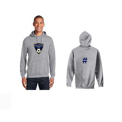 Eclipse Badge Hooded Sweatshirt with Player Number- Sports Grey