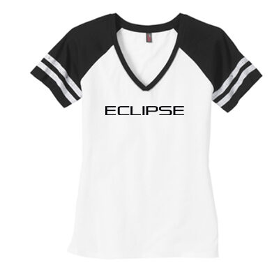 Women’s Game V-Neck Tee- Eclipse- WHT/ Heathered Black