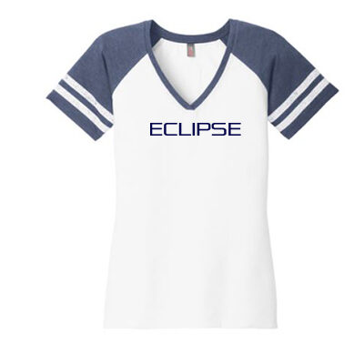 Women’s Game V-Neck Tee- Eclipse- WHT/ Heathered Navy