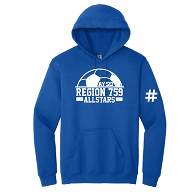 Hooded Sweatshirt w/ Allstar Logo and Number on Sleeve- Royal