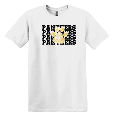 T-shirt w/ Panthers Paw outlined -White