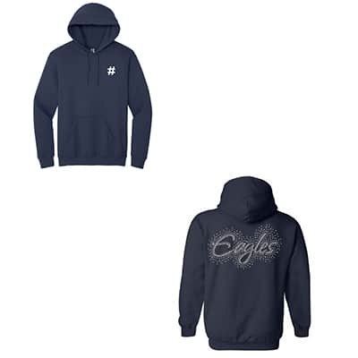 NEW! Eagles Rhinestone Pizzazz Hooded Sweatshirt w/number (Color Options)